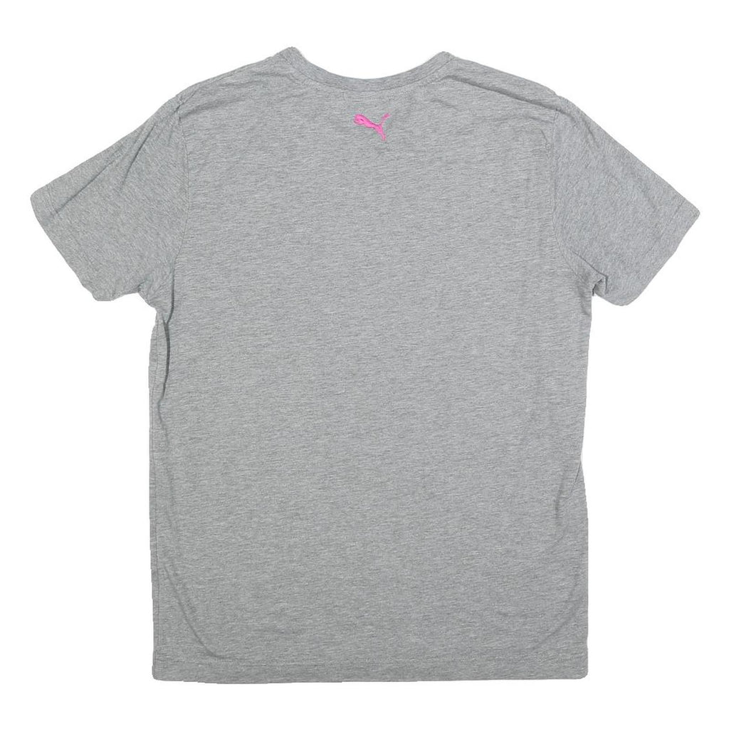 PUMA Womens Grey & Pink Graphic T-Shirt L Short Sleeve Crew Neck Casual Wear