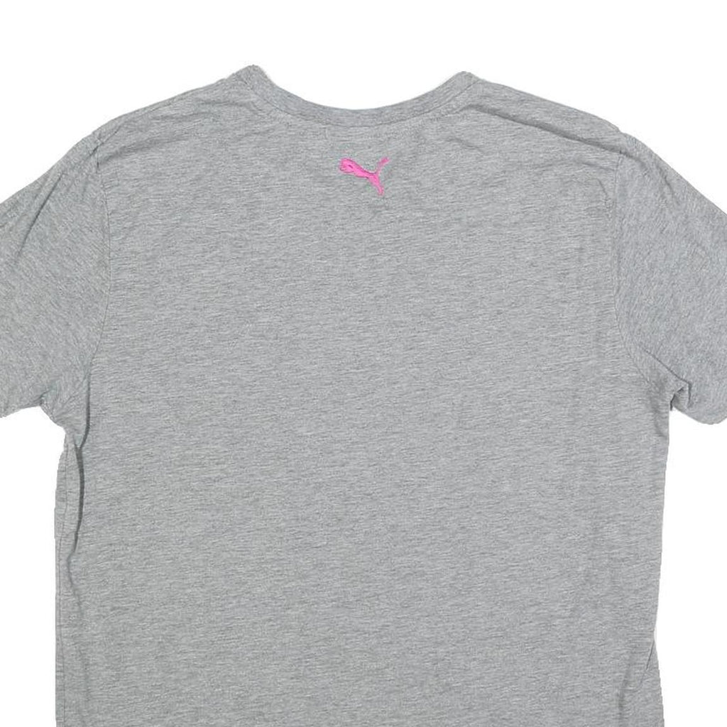 PUMA Womens Grey & Pink Graphic T-Shirt L Short Sleeve Crew Neck Casual Wear
