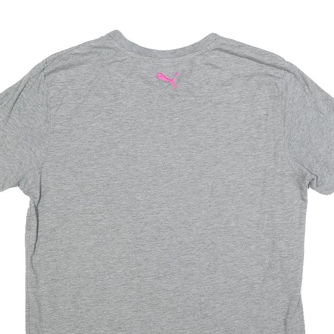 PUMA Womens Grey & Pink Graphic T-Shirt L Short Sleeve Crew Neck Casual Wear
