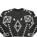 ESSENTIALS Mens Black & White Patterned Jumper Crew Neck Basic Knit M Acrylic