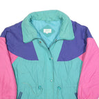 LADY DAME Womens Turquoise & Purple & Pink Zip Jacket 2XL Polyester Colourblock