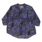 BIBI FASHION Womens Shirt Purple Crazy Pattern 3/4 Sleeve L