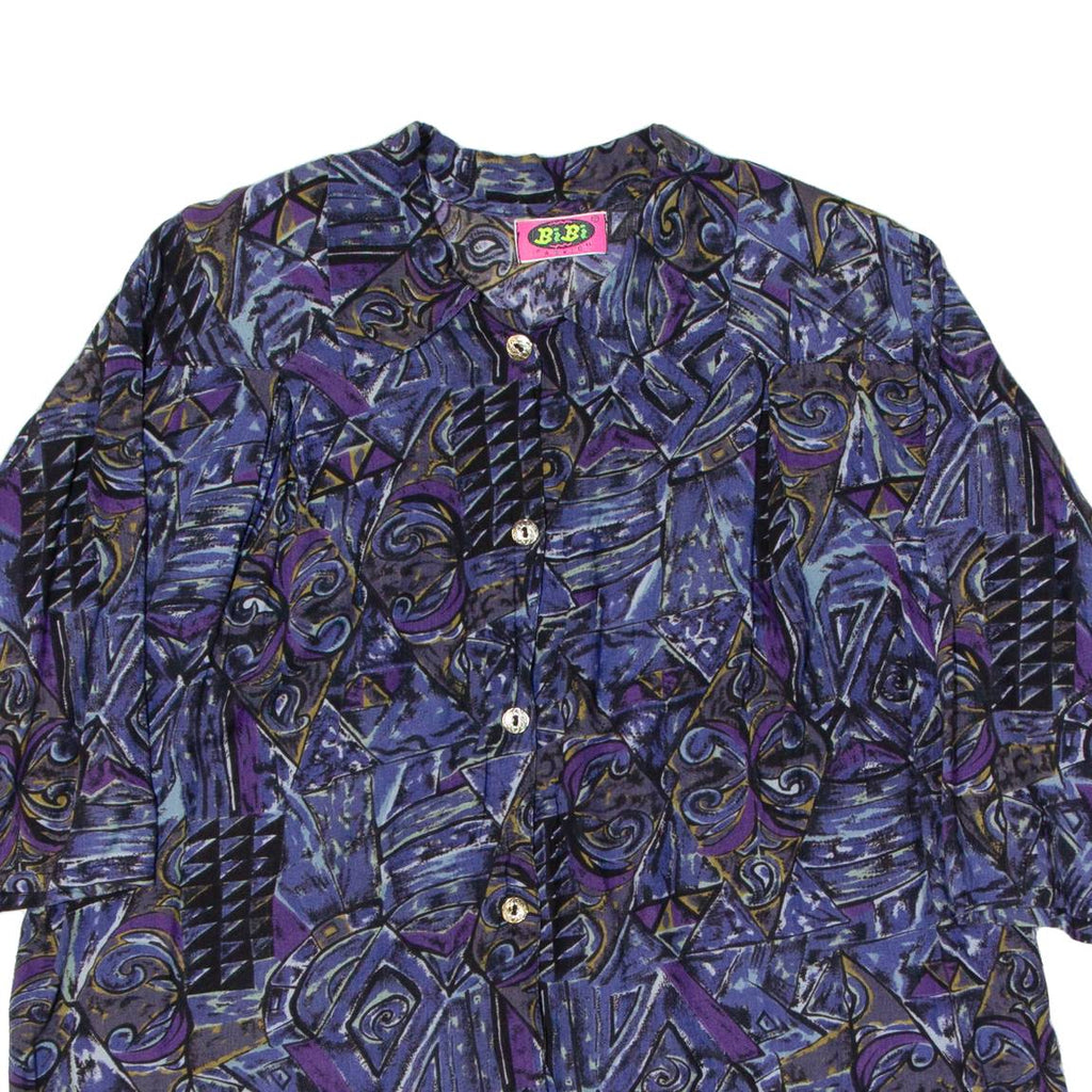 BIBI FASHION Womens Shirt Purple Crazy Pattern 3/4 Sleeve L