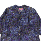BIBI FASHION Womens Shirt Purple Crazy Pattern 3/4 Sleeve L