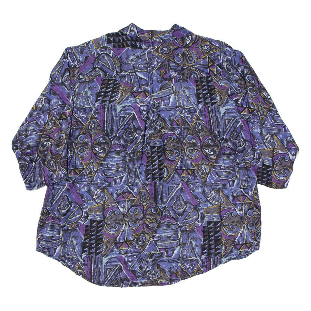 BIBI FASHION Womens Shirt Purple Crazy Pattern 3/4 Sleeve L