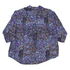 BIBI FASHION Womens Shirt Purple Crazy Pattern 3/4 Sleeve L
