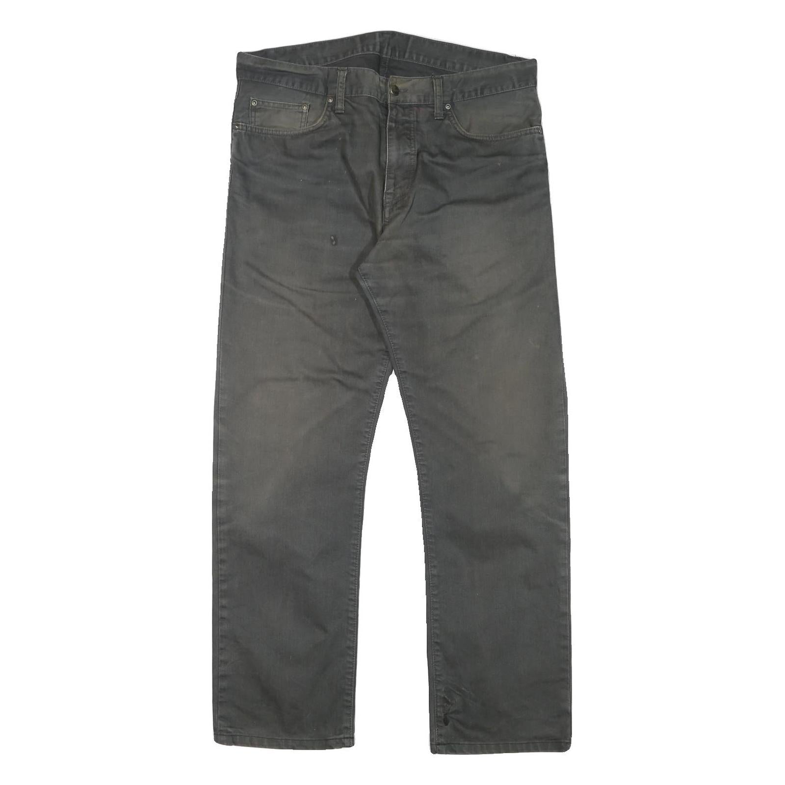 CARHARTT Mens Regular Fit Cotton Blend Black Trousers W35 L29 Workwear Zip