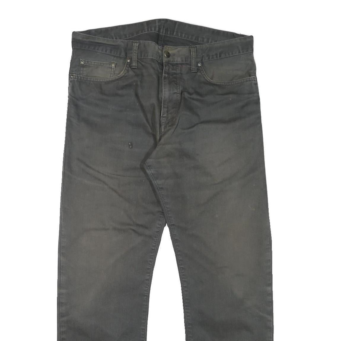 CARHARTT Mens Regular Fit Cotton Blend Black Trousers W35 L29 Workwear Zip