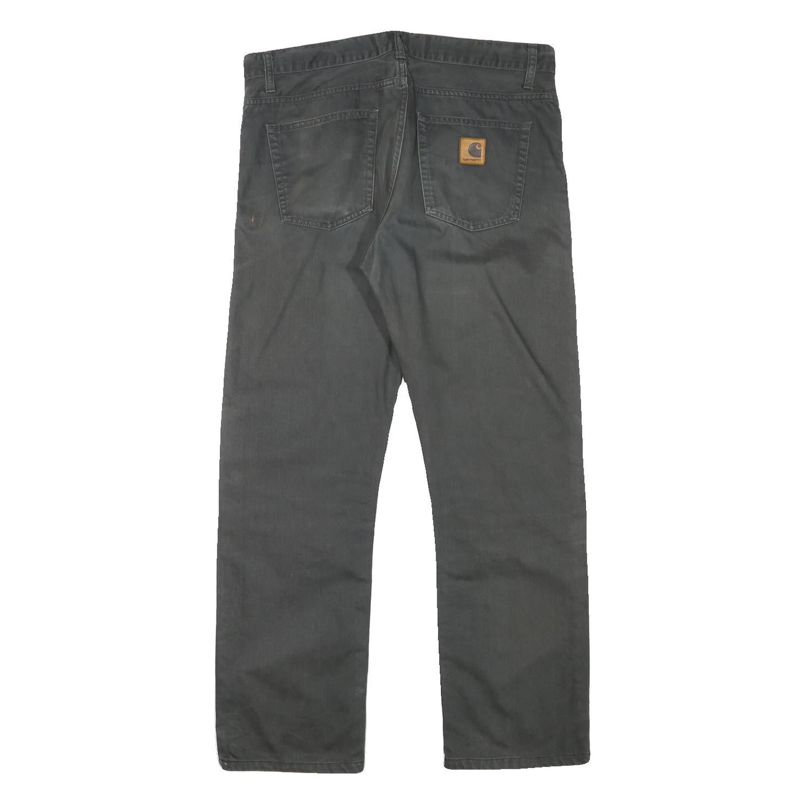 CARHARTT Mens Regular Fit Cotton Blend Black Trousers W35 L29 Workwear Zip