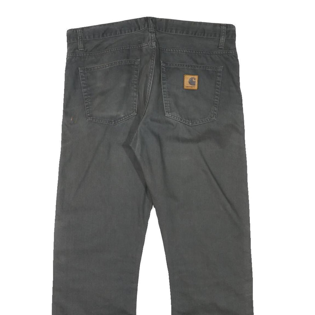 CARHARTT Mens Regular Fit Cotton Blend Black Trousers W35 L29 Workwear Zip