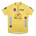 Mens Yellow Graphic Cycling Jersey L Short Sleeve 1/4 Zip Performance Pocketed
