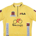 Mens Yellow Graphic Cycling Jersey L Short Sleeve 1/4 Zip Performance Pocketed