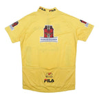 Mens Yellow Graphic Cycling Jersey L Short Sleeve 1/4 Zip Performance Pocketed