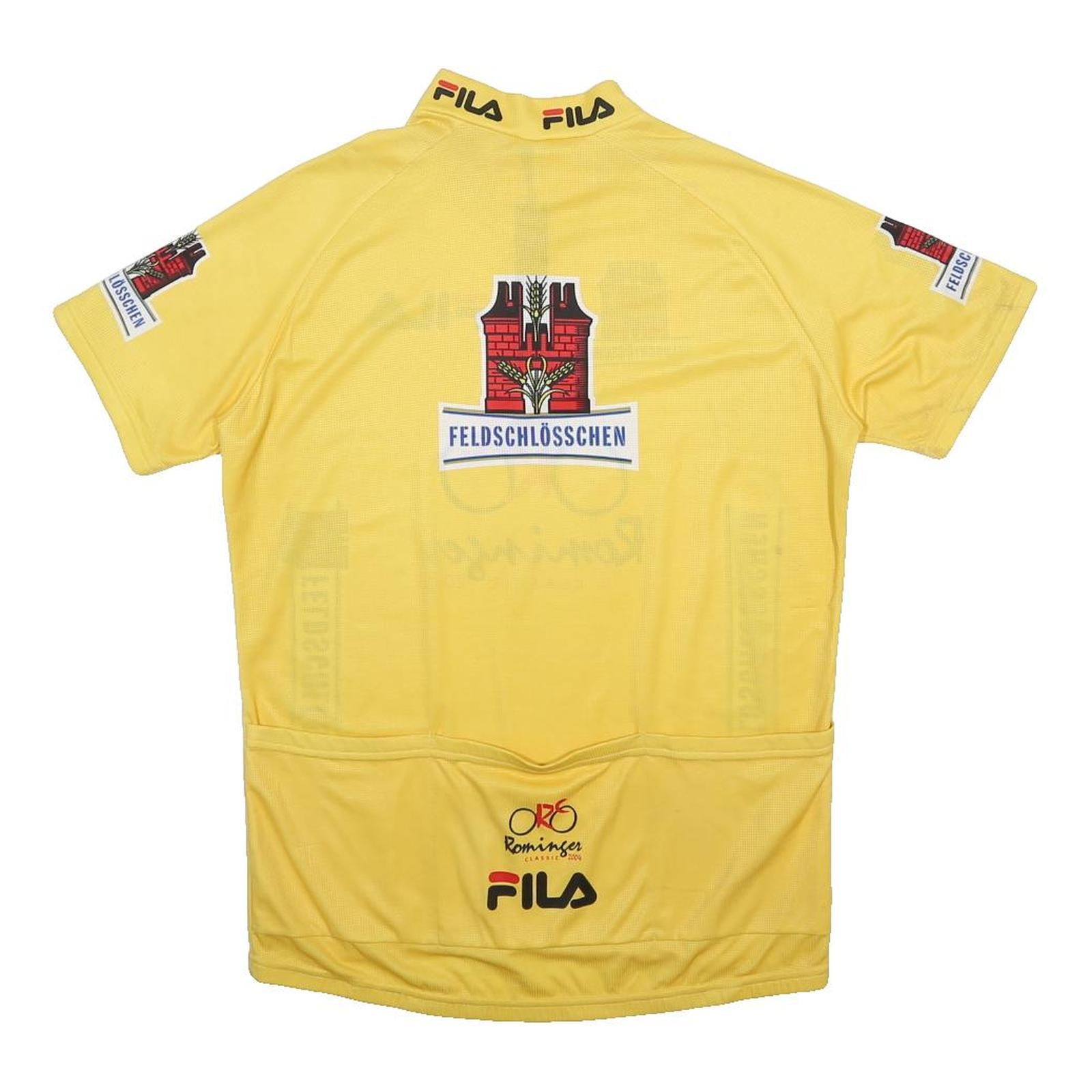 Mens Yellow Graphic Cycling Jersey L Short Sleeve 1/4 Zip Performance Pocketed