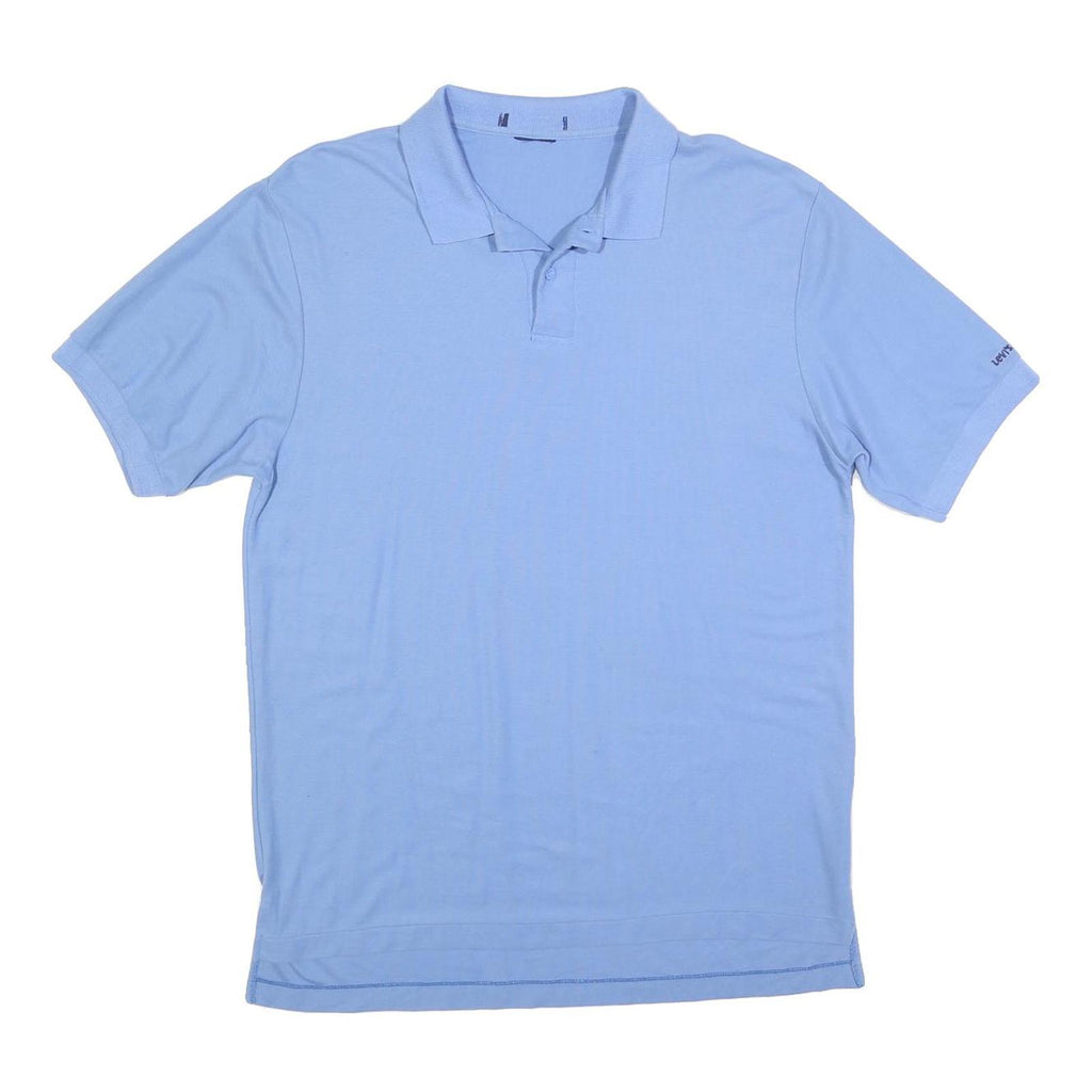 LEVI'S Mens Blue Short Sleeve Plain Polo Shirt L Cotton Blend Casual Summer