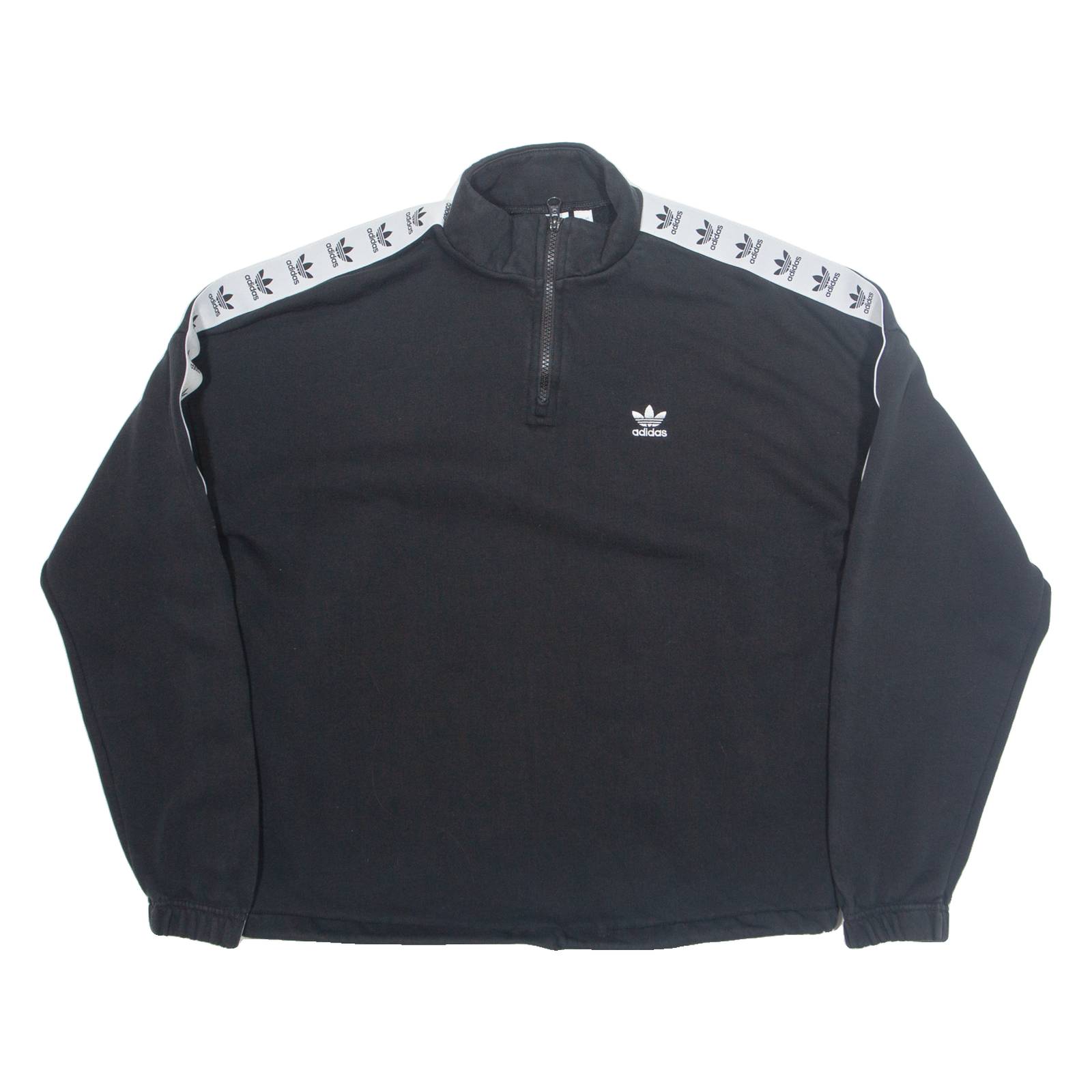 ADIDAS Womens Sweatshirt Black 1/4 Zip UK 12
