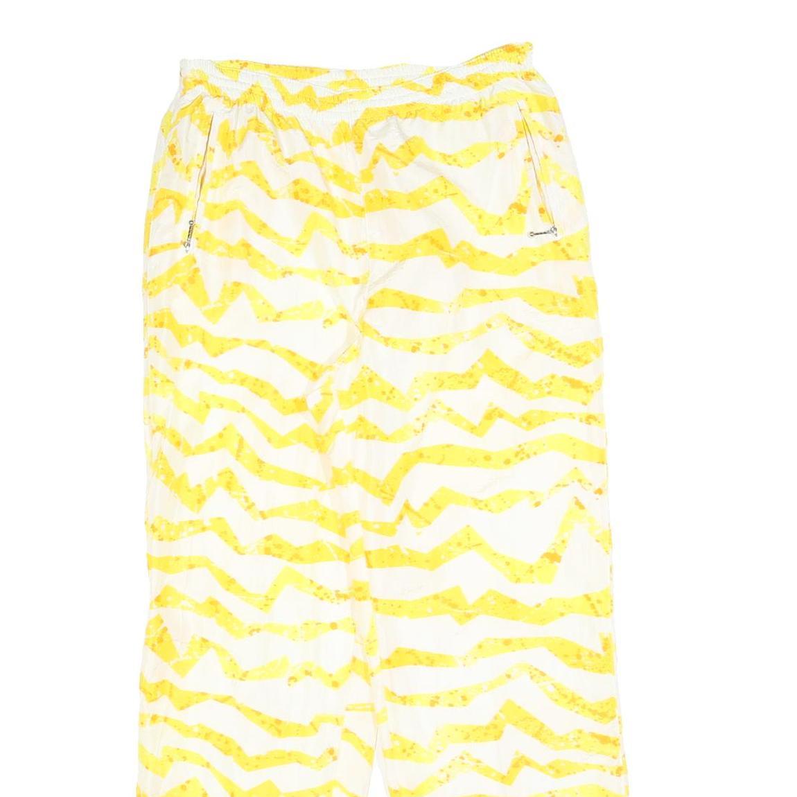 Womens Joggers Yellow & White M W30 L30 Casual Relaxed Fit Patterned Polyester