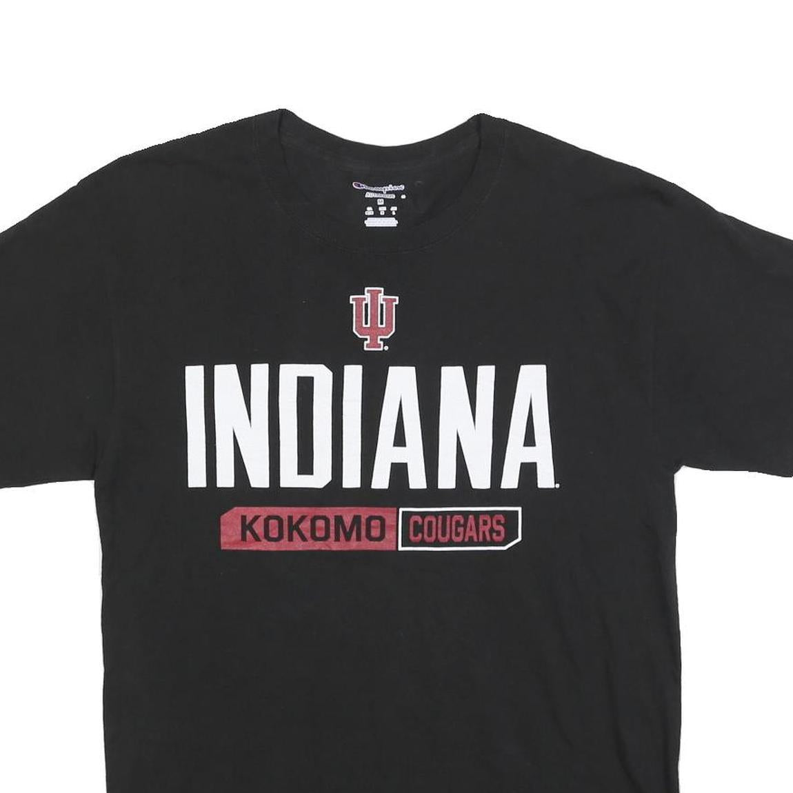 CHAMPION Mens Black Indiana Kokomo Cougars Graphic T-Shirt M Short Sleeve Crew