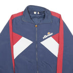 ELLESSE Womens Navy Blue Red White Logo Zip Jacket UK 8 Nylon Track Sportswear