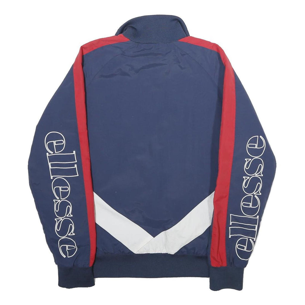 ELLESSE Womens Navy Blue Red White Logo Zip Jacket UK 8 Nylon Track Sportswear