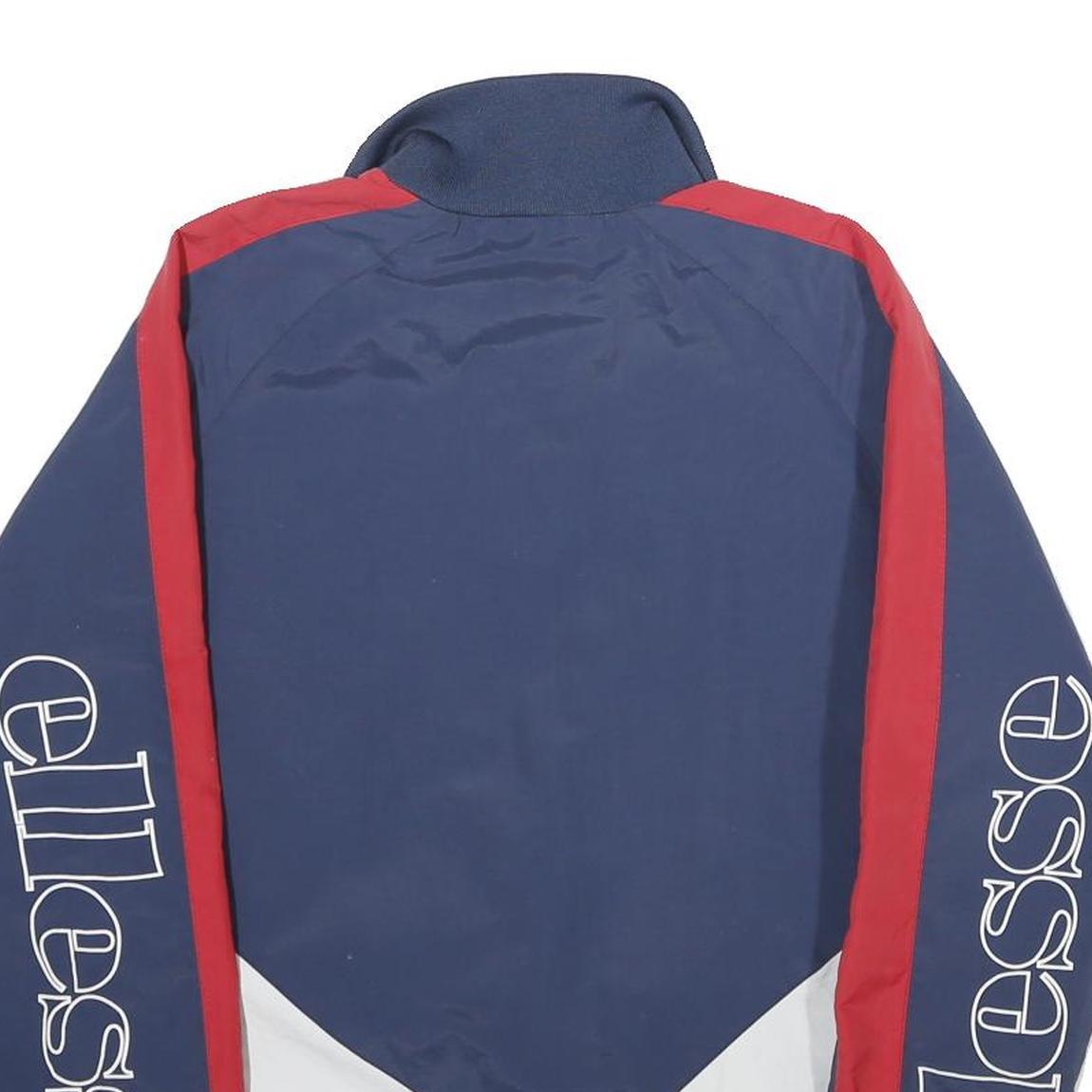 ELLESSE Womens Navy Blue Red White Logo Zip Jacket UK 8 Nylon Track Sportswear
