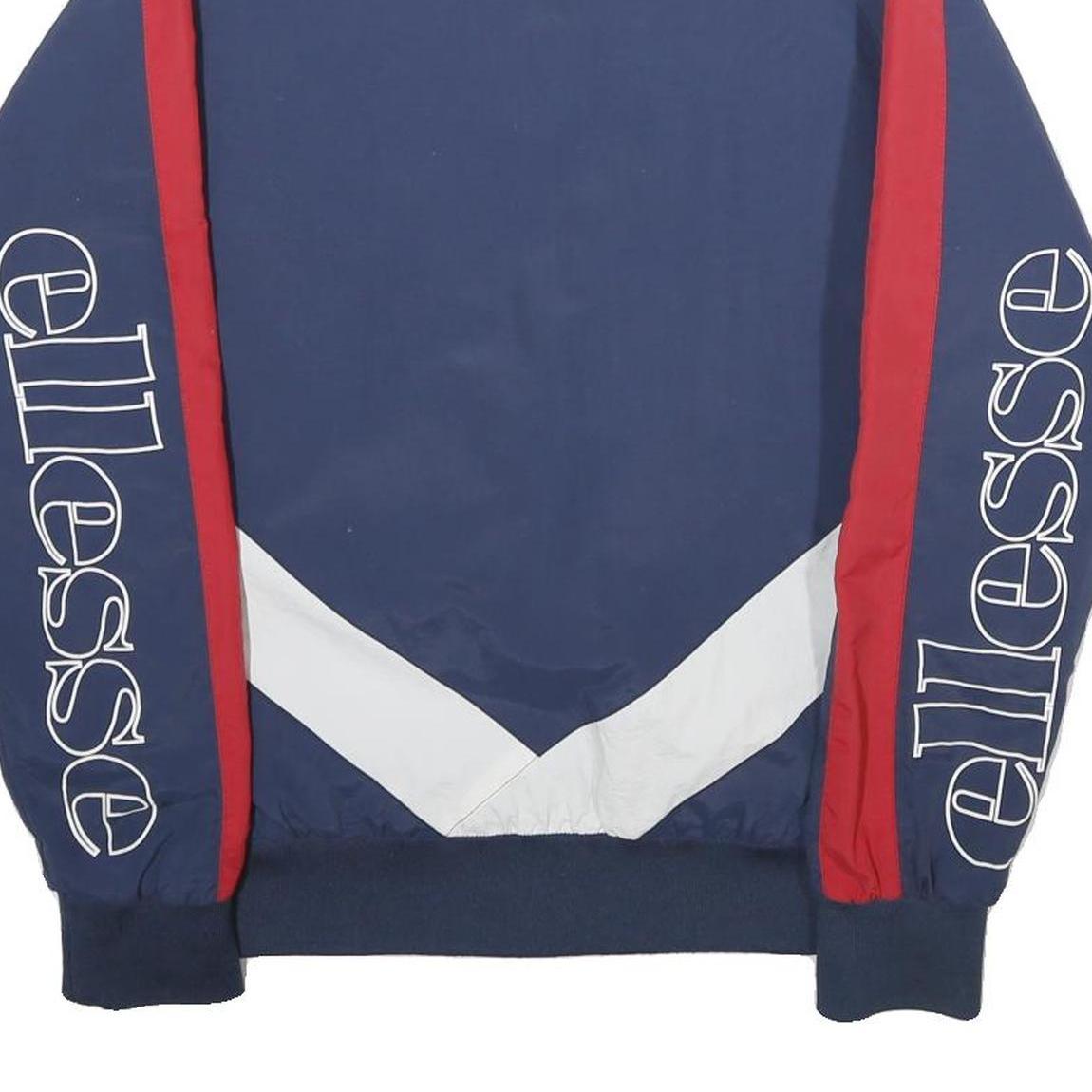 ELLESSE Womens Navy Blue Red White Logo Zip Jacket UK 8 Nylon Track Sportswear