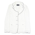 ARMANI JEANS Womens White Cotton Blend Jacket M Plain Contrast Piping