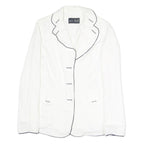 ARMANI JEANS Womens White Cotton Blend Jacket M Plain Contrast Piping