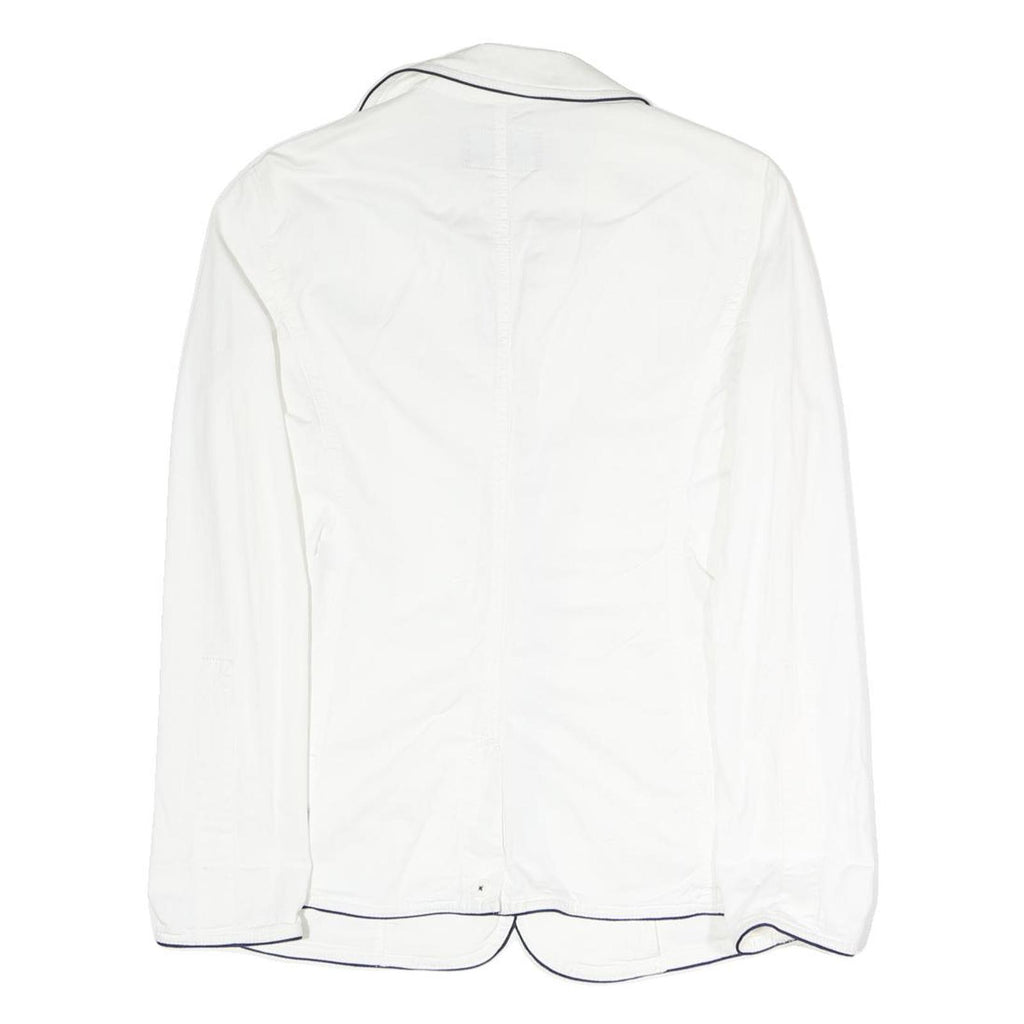 ARMANI JEANS Womens White Cotton Blend Jacket M Plain Contrast Piping