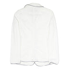 ARMANI JEANS Womens White Cotton Blend Jacket M Plain Contrast Piping