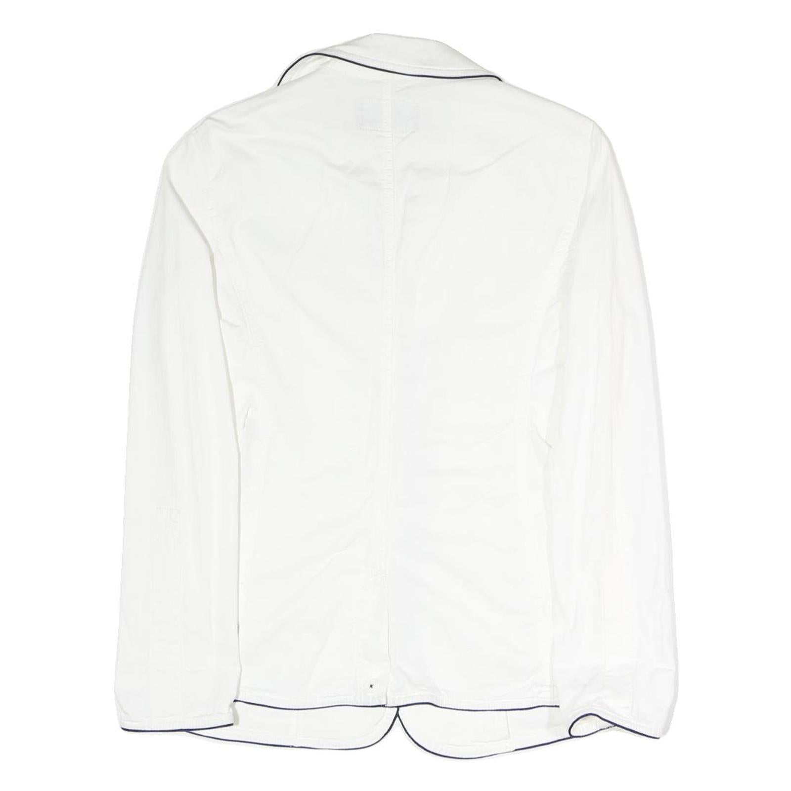ARMANI JEANS Womens White Cotton Blend Jacket M Plain Contrast Piping