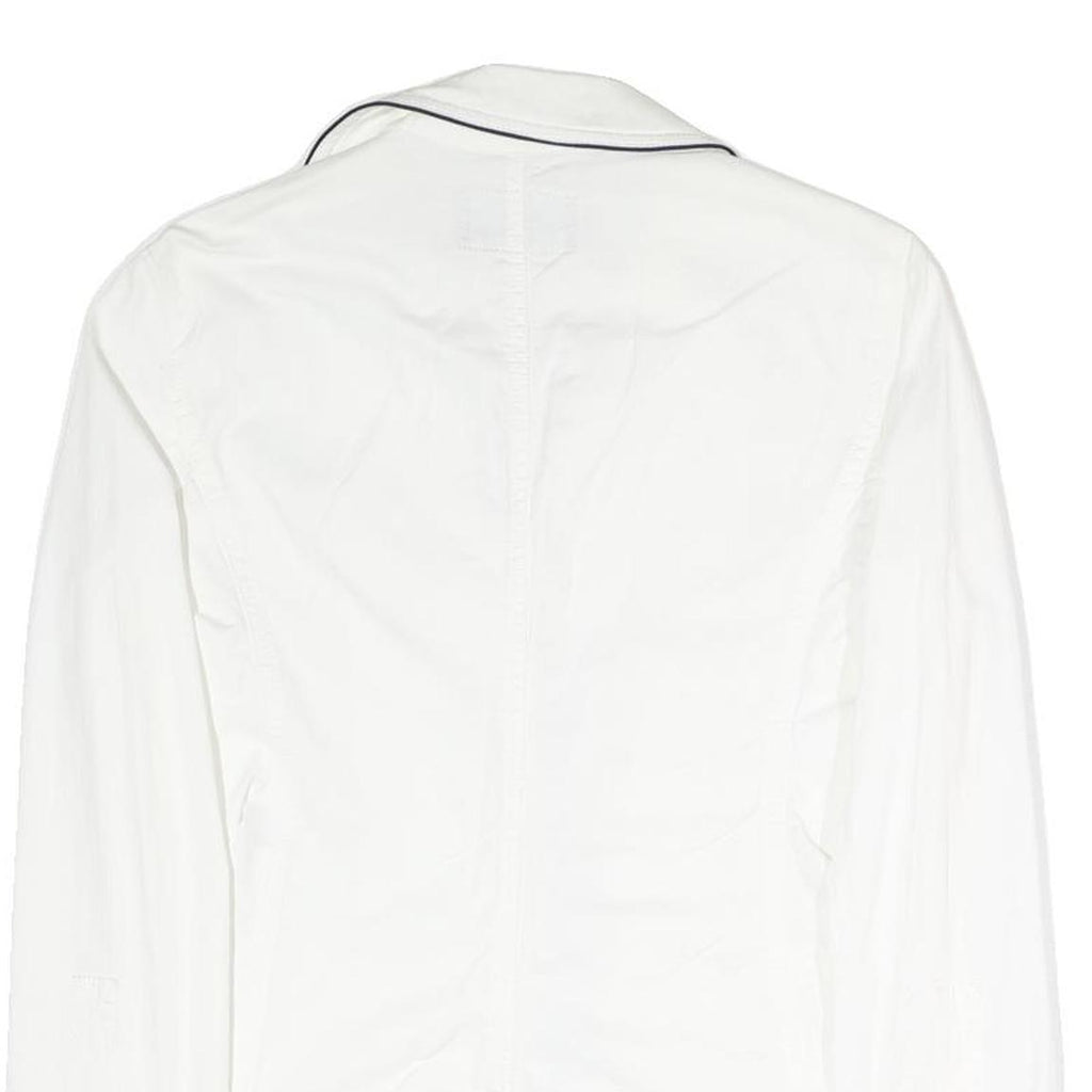 ARMANI JEANS Womens White Cotton Blend Jacket M Plain Contrast Piping
