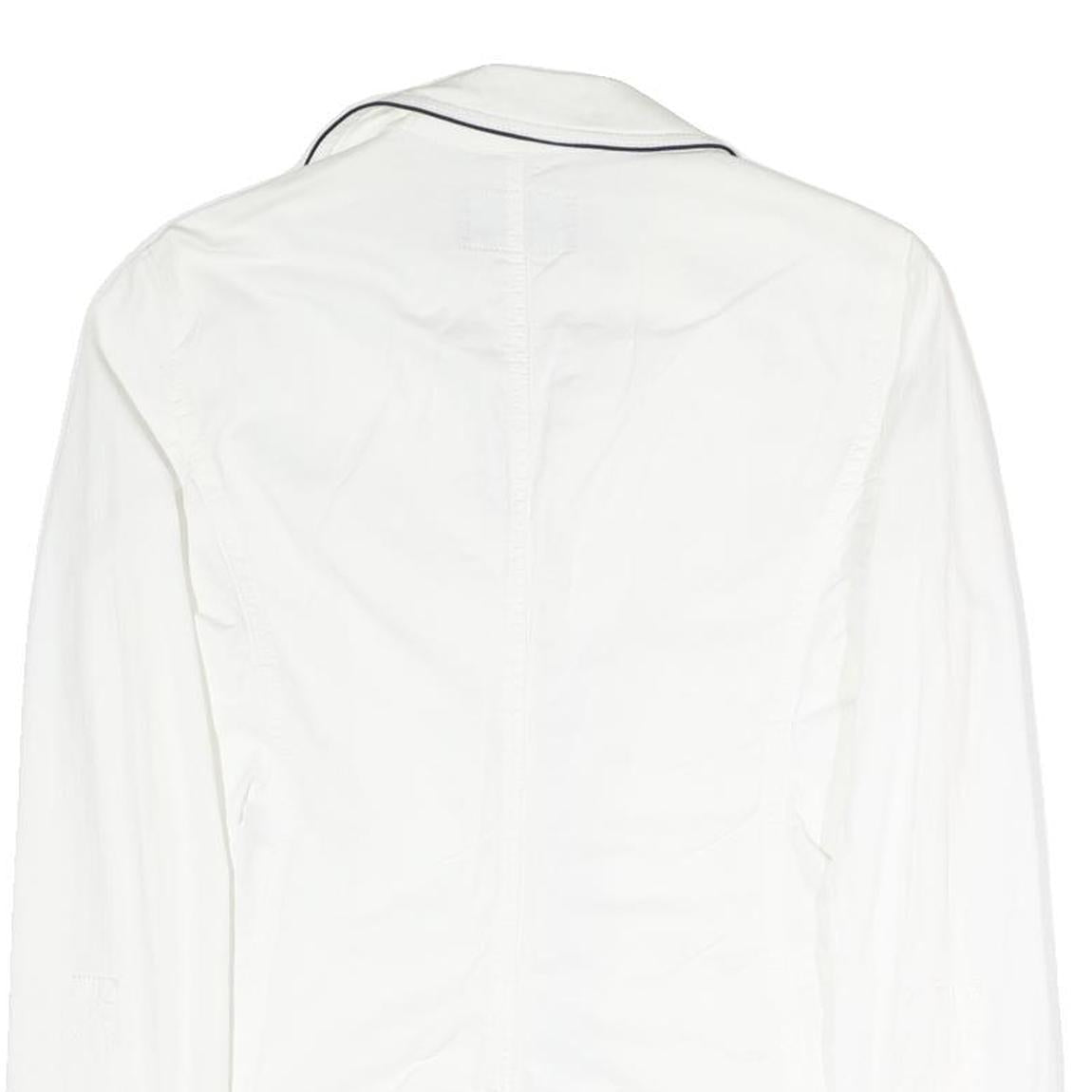 ARMANI JEANS Womens White Cotton Blend Jacket M Plain Contrast Piping