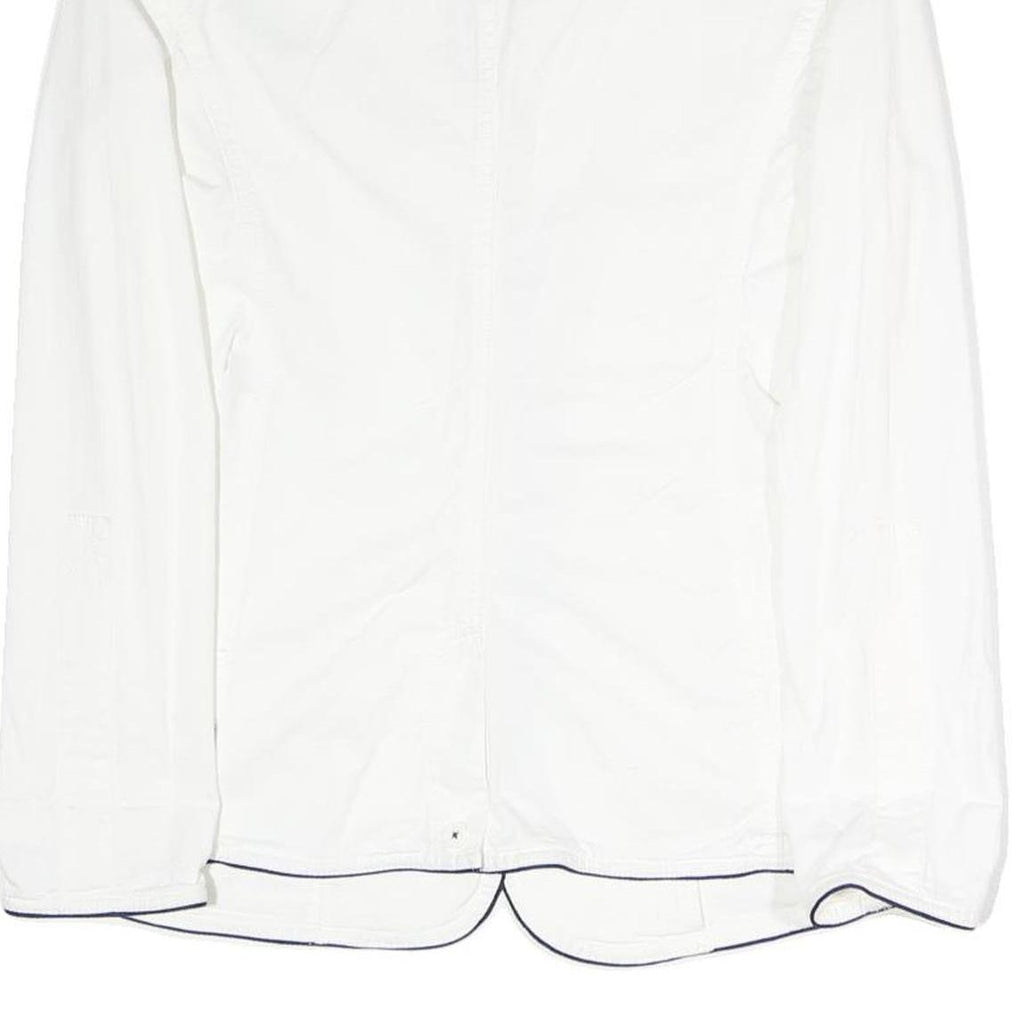 ARMANI JEANS Womens White Cotton Blend Jacket M Plain Contrast Piping
