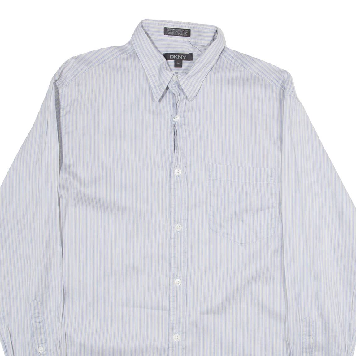 DKNY Mens Shirt Blue Striped Long Sleeve M