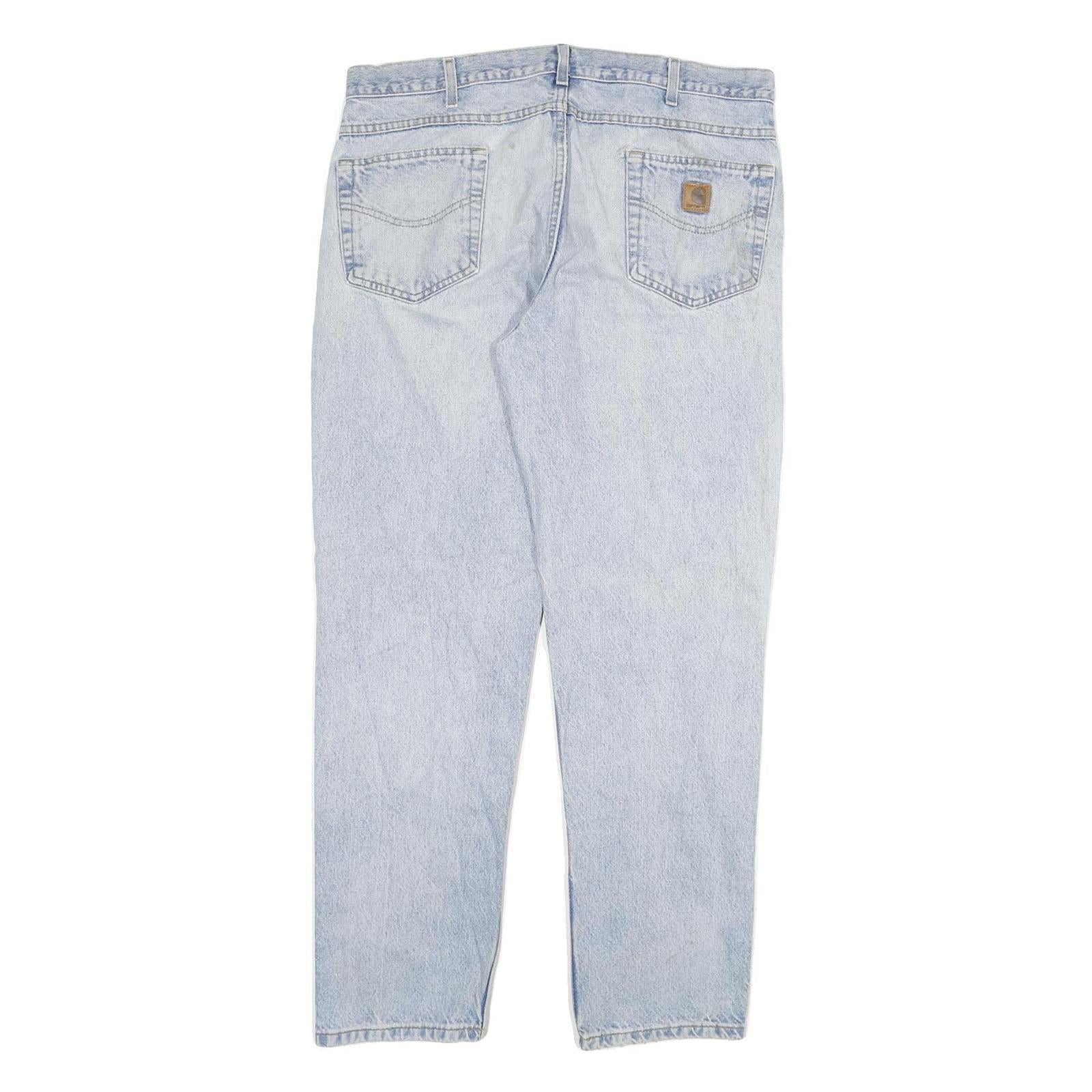 CARHARTT Mens Regular Fit Light Blue Denim Jeans W38 L32 Zip Classic Pockets