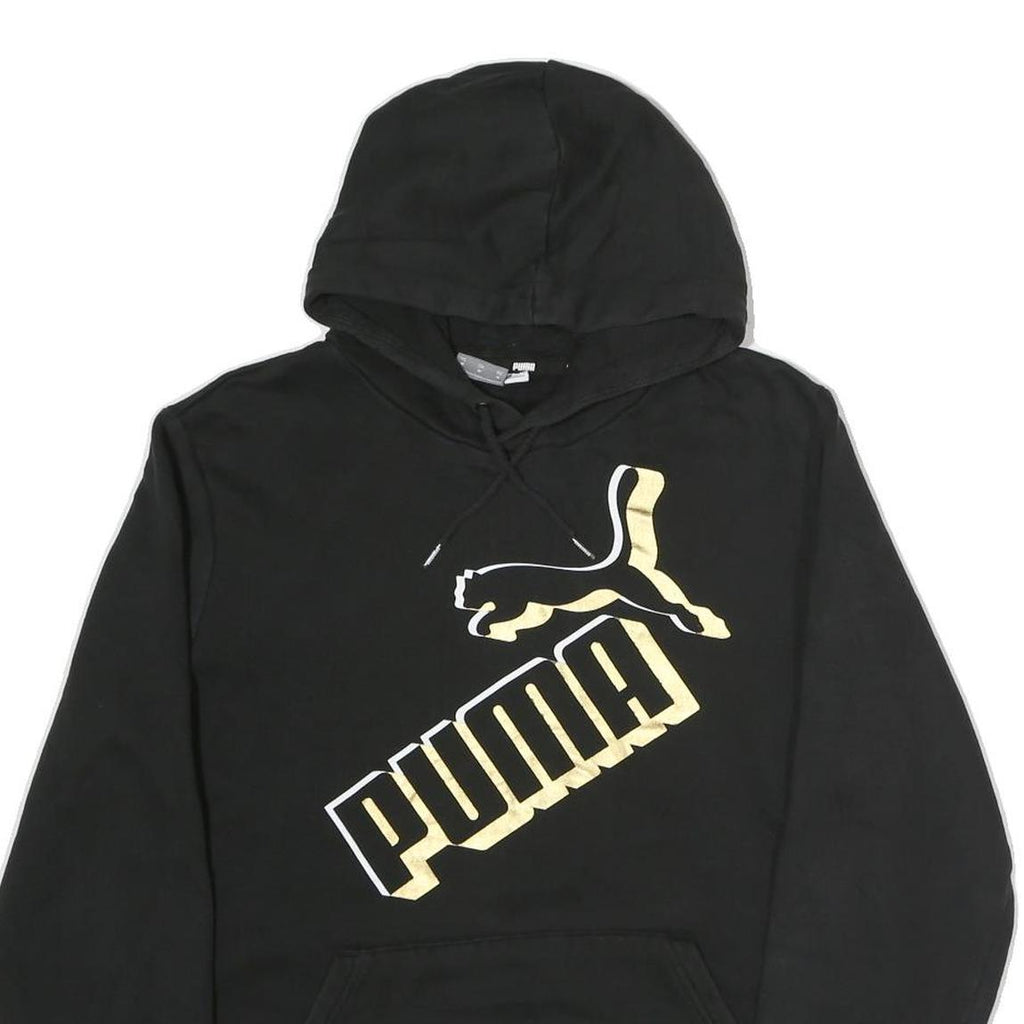 PUMA Mens Black Cotton Hoodie M Pullover Drawstring Casual Sportswear