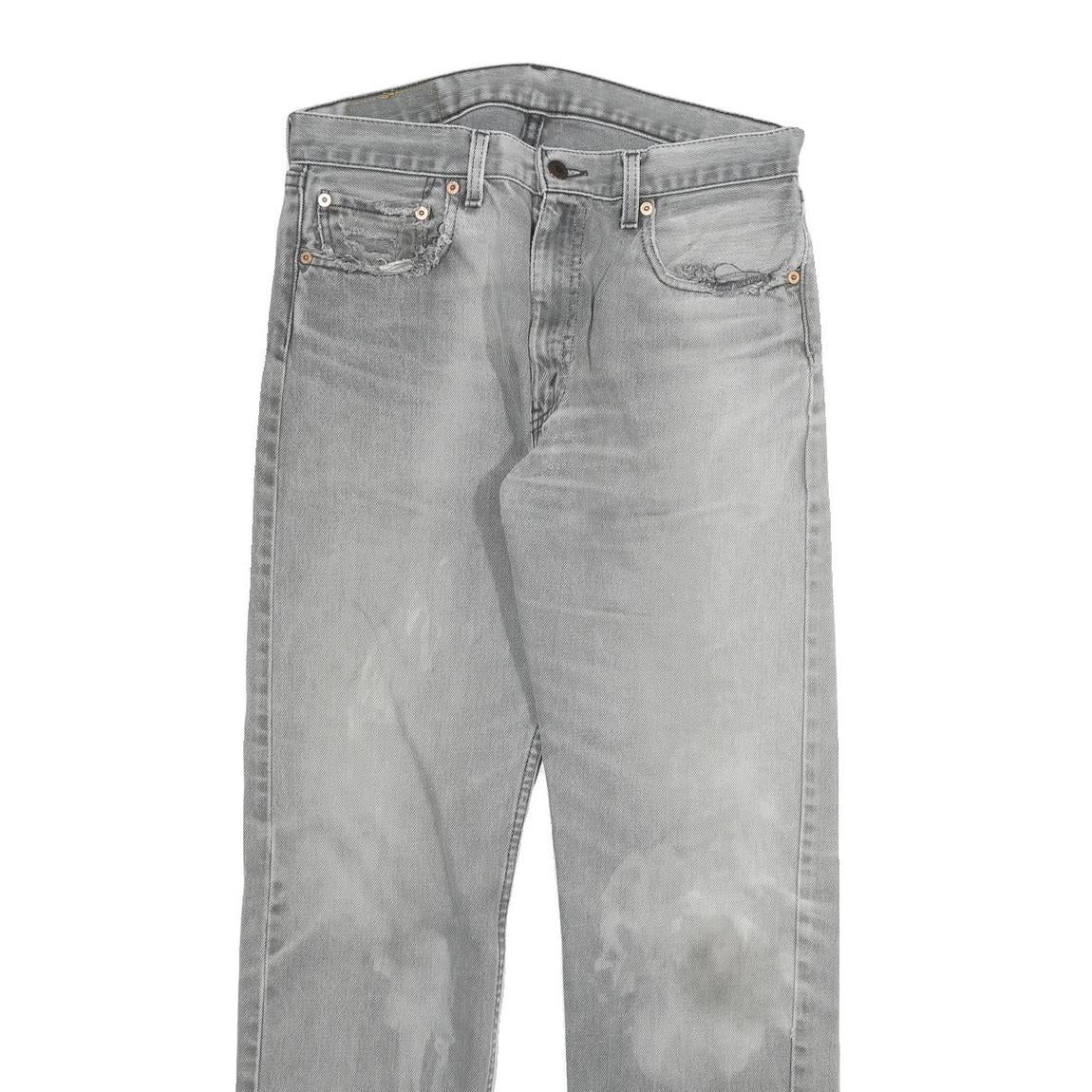 LEVI'S 505 02 Mens Jeans Grey Regular Straight Denim W30 L30 Classic Cotton