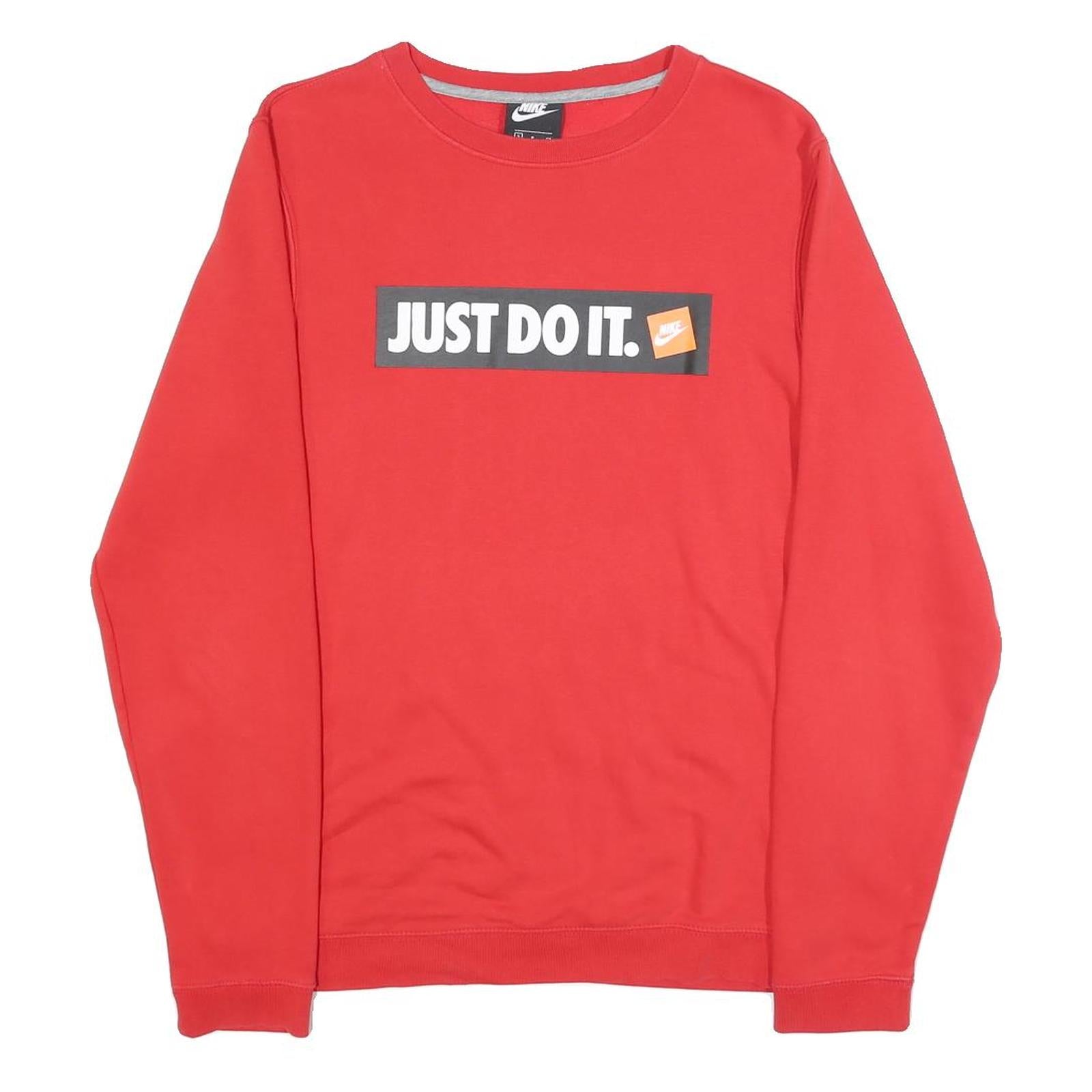 NIKE Mens Red Just Do It Cotton Blend Crew Neck S Sweatshirt Casual Pullover