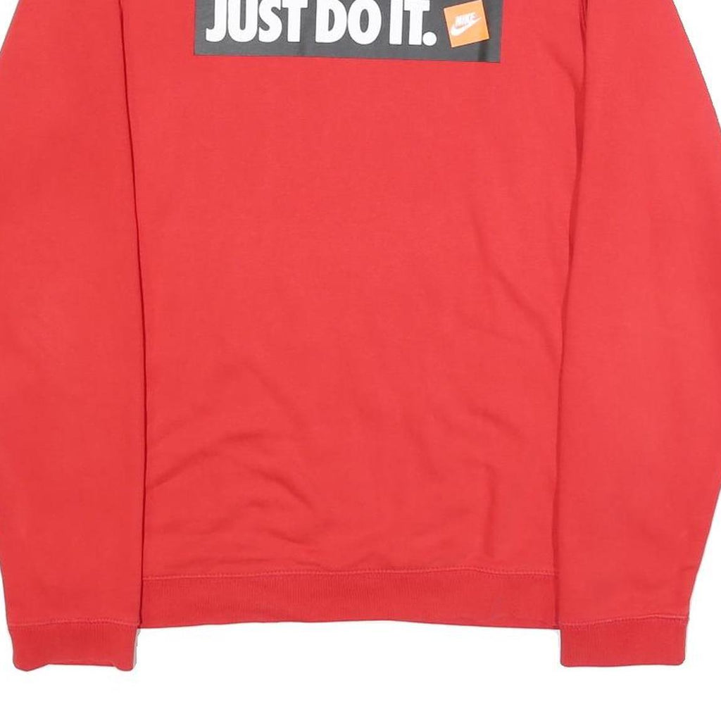 NIKE Mens Red Just Do It Cotton Blend Crew Neck S Sweatshirt Casual Pullover
