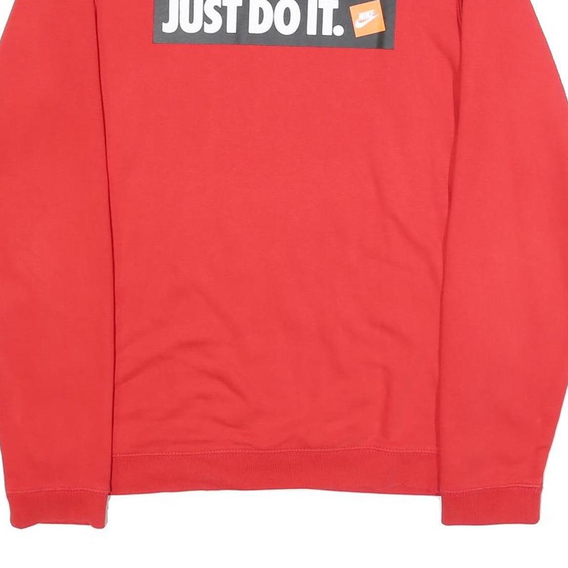 NIKE Mens Red Just Do It Cotton Blend Crew Neck S Sweatshirt Casual Pullover