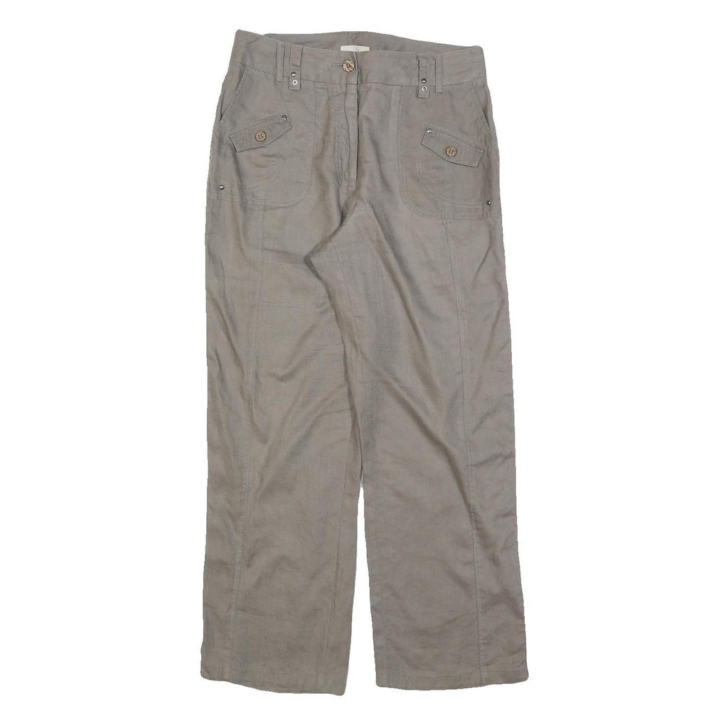 CANDA Womens Linen Beige Relaxed Straight Trousers W28 L28 Casual Comfort Summer