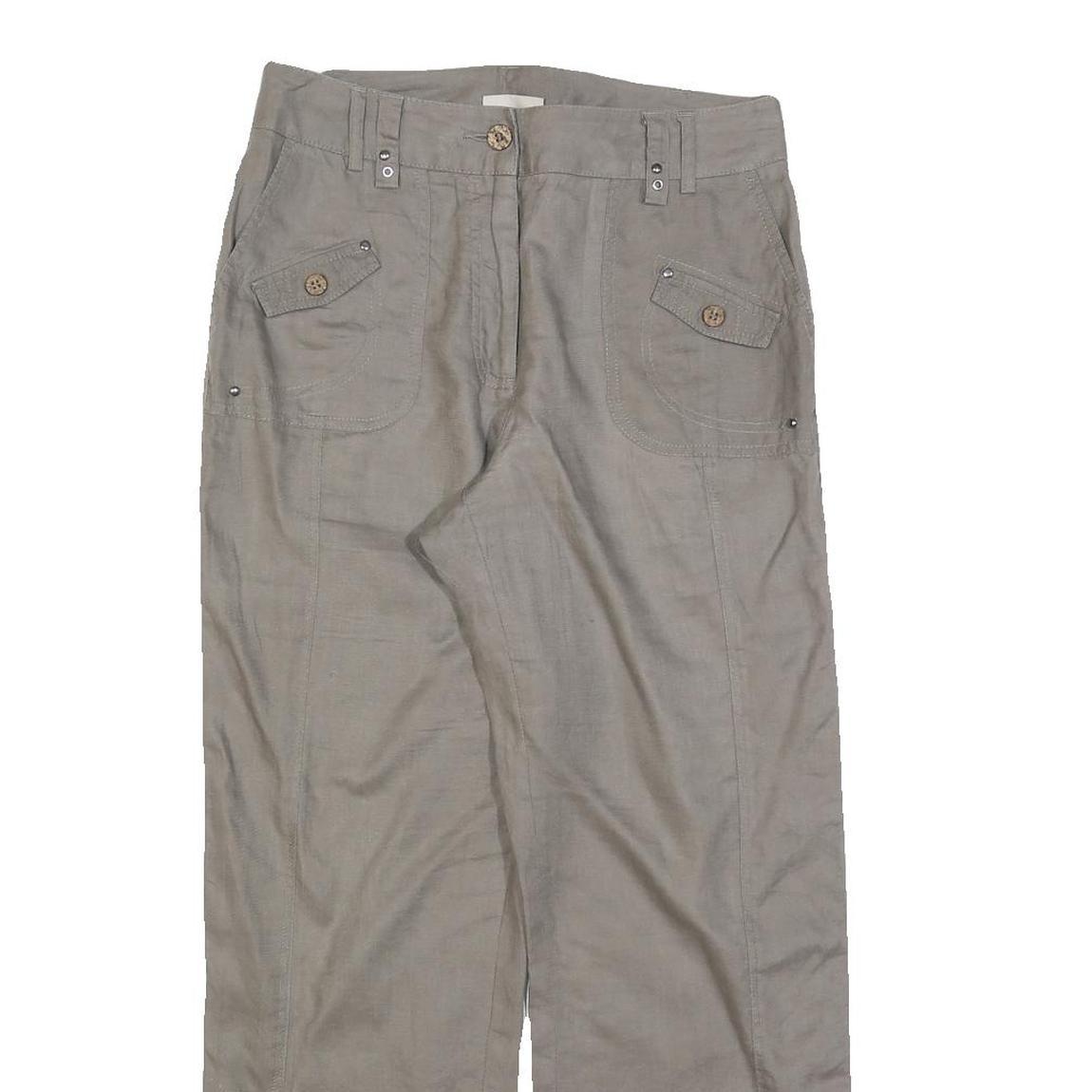 CANDA Womens Linen Beige Relaxed Straight Trousers W28 L28 Casual Comfort Summer