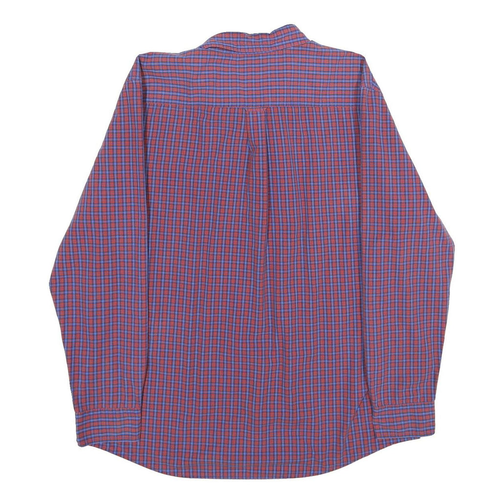 CHAPS Mens Red & Blue Checked Shirt XL Classic Cotton Blend Long Sleeve Button