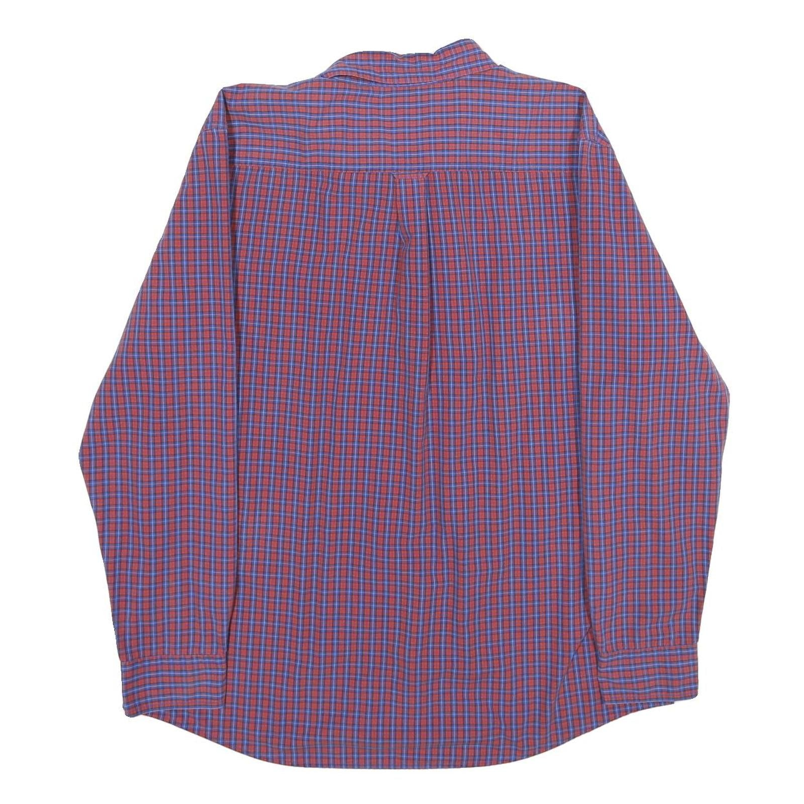 CHAPS Mens Red & Blue Checked Shirt XL Classic Cotton Blend Long Sleeve Button