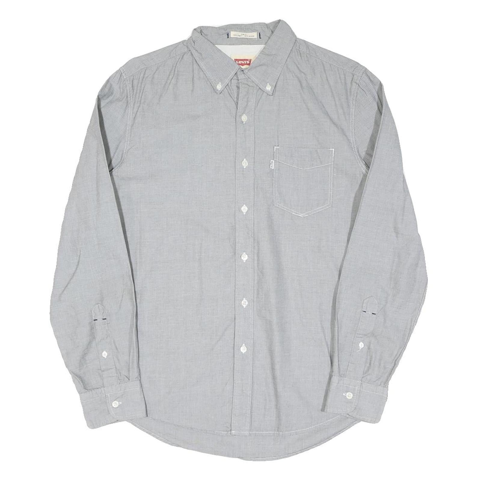 LEVI'S Mens Grey Cotton Blend Button-Down Shirt M Classic Fit Casual