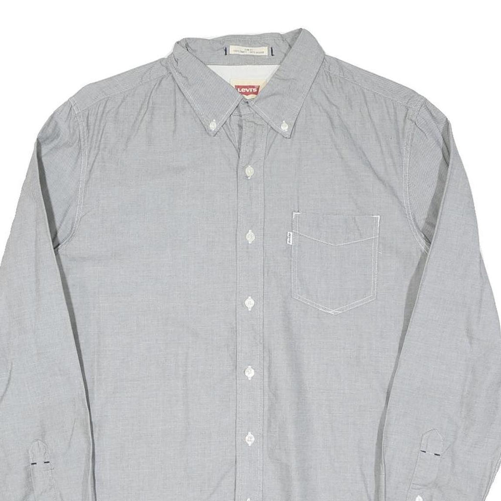 LEVI'S Mens Grey Cotton Blend Button-Down Shirt M Classic Fit Casual