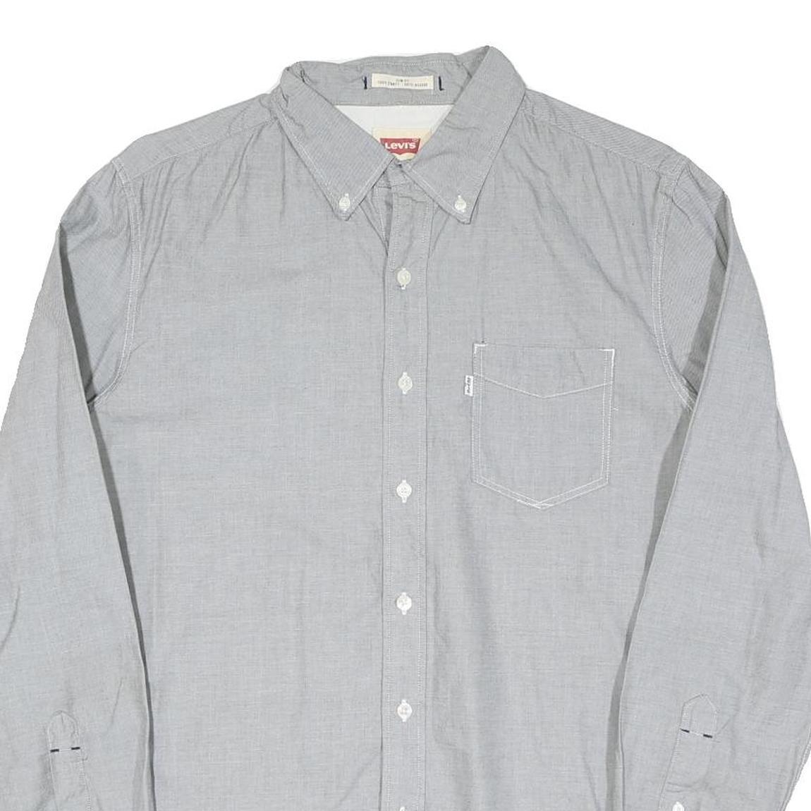 LEVI'S Mens Grey Cotton Blend Button-Down Shirt M Classic Fit Casual