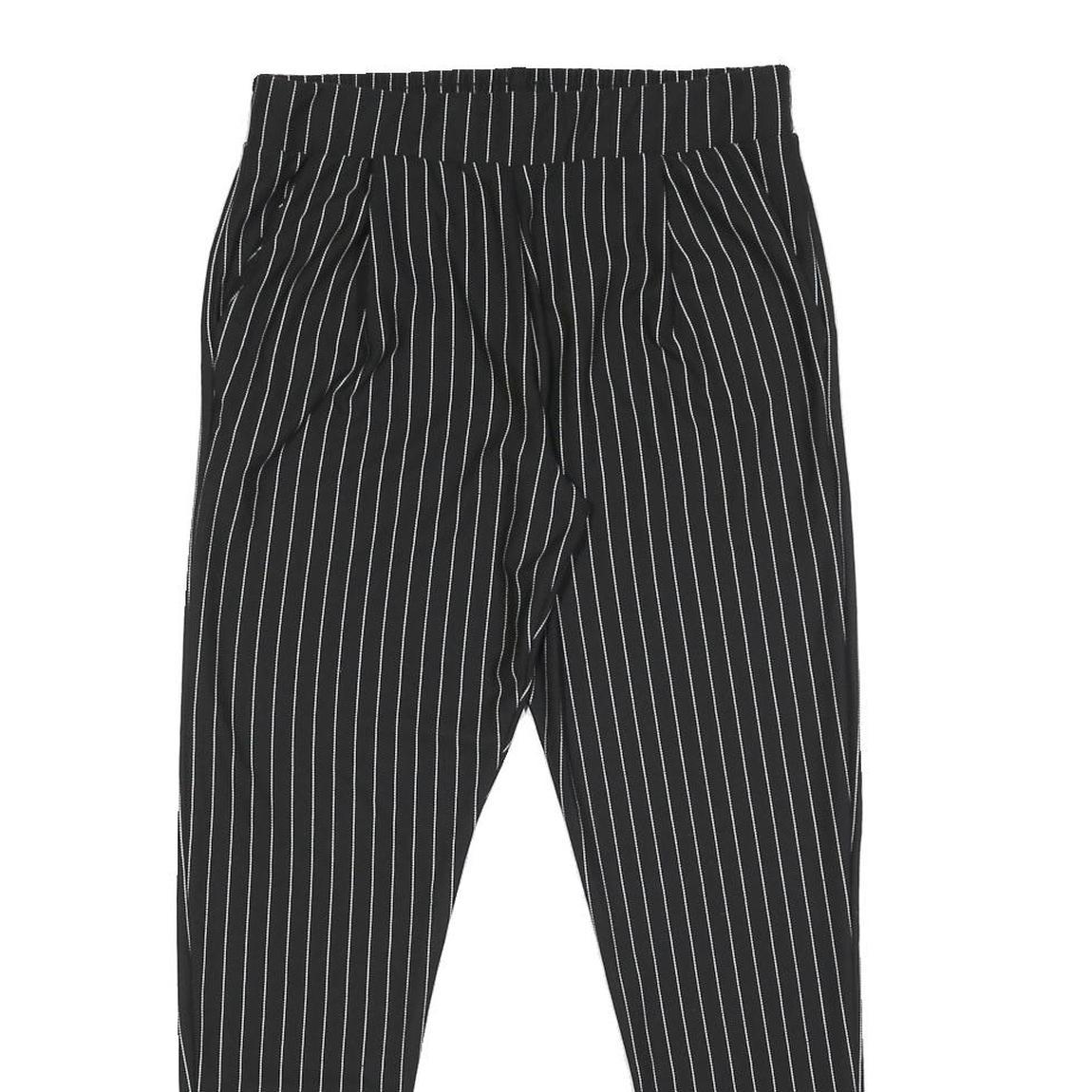 AMISU Womens Synthetic Black Slim Straight Trousers W28 L27 Pinstripe