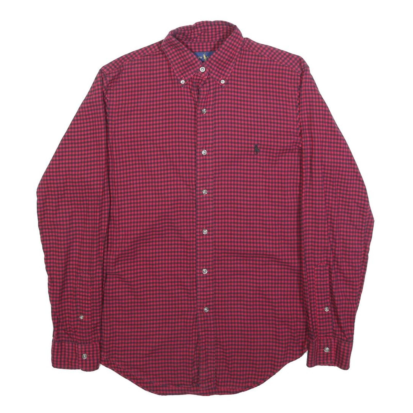 RALPH LAUREN Mens Red & Black Check Shirt XS Button-Down Cotton Long Sleeve